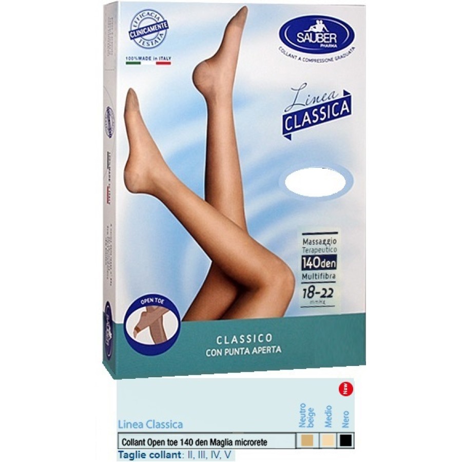 SAUBER COLLANT OPEN TOE MAGLIA MICRORETE 140 DEN COLORE MEDIO 4 LINEA CLASSICA