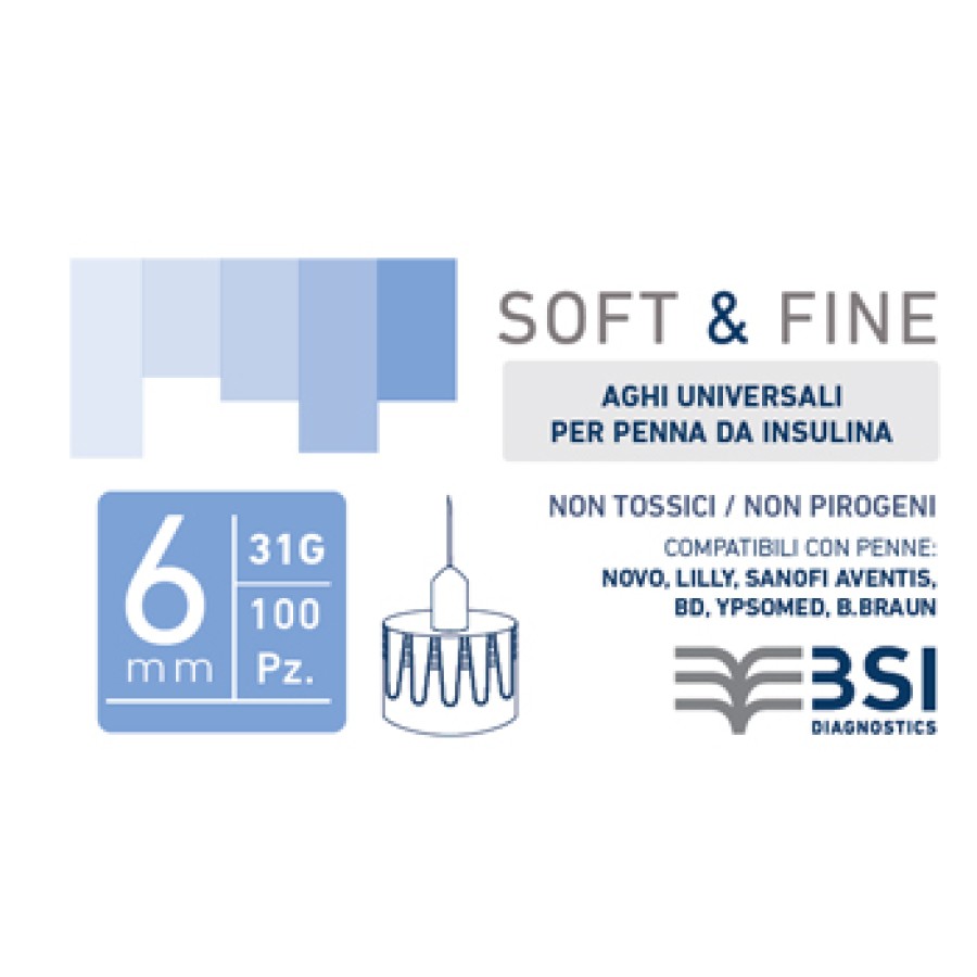 AGO PER PENNA DA INSULINA SOFT&FINE 31 GAUGE 6 MM 100 PEZZI