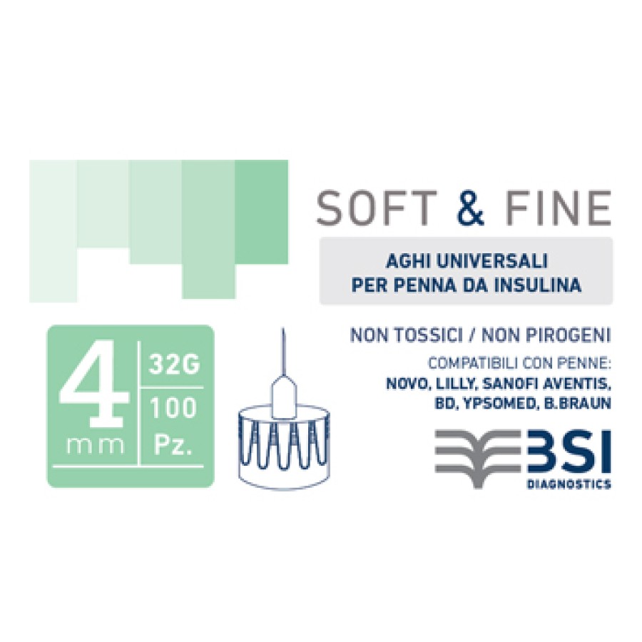 AGO PER PENNA DA INSULINA SOFT&FINE 32 GAUGE 4 MM 100 PEZZI