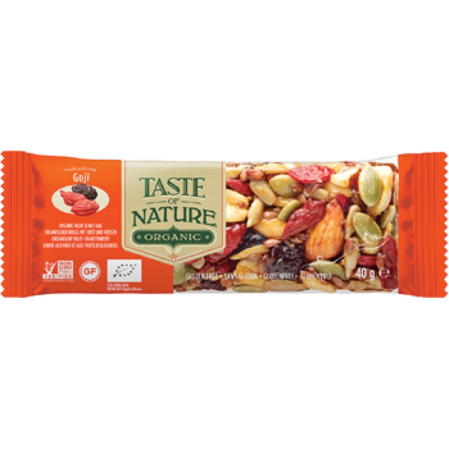 TASTE OF NATURE BARRETTA AL GOJI BIO VEGAN AD ALTO CONTENUTO DI FIBRE 40 G