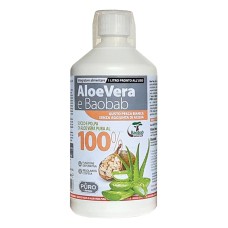 PURO ALOE VERA SUCCO E POLPA 100% + BAOBAB PESCA BIANCA 1 LITRO