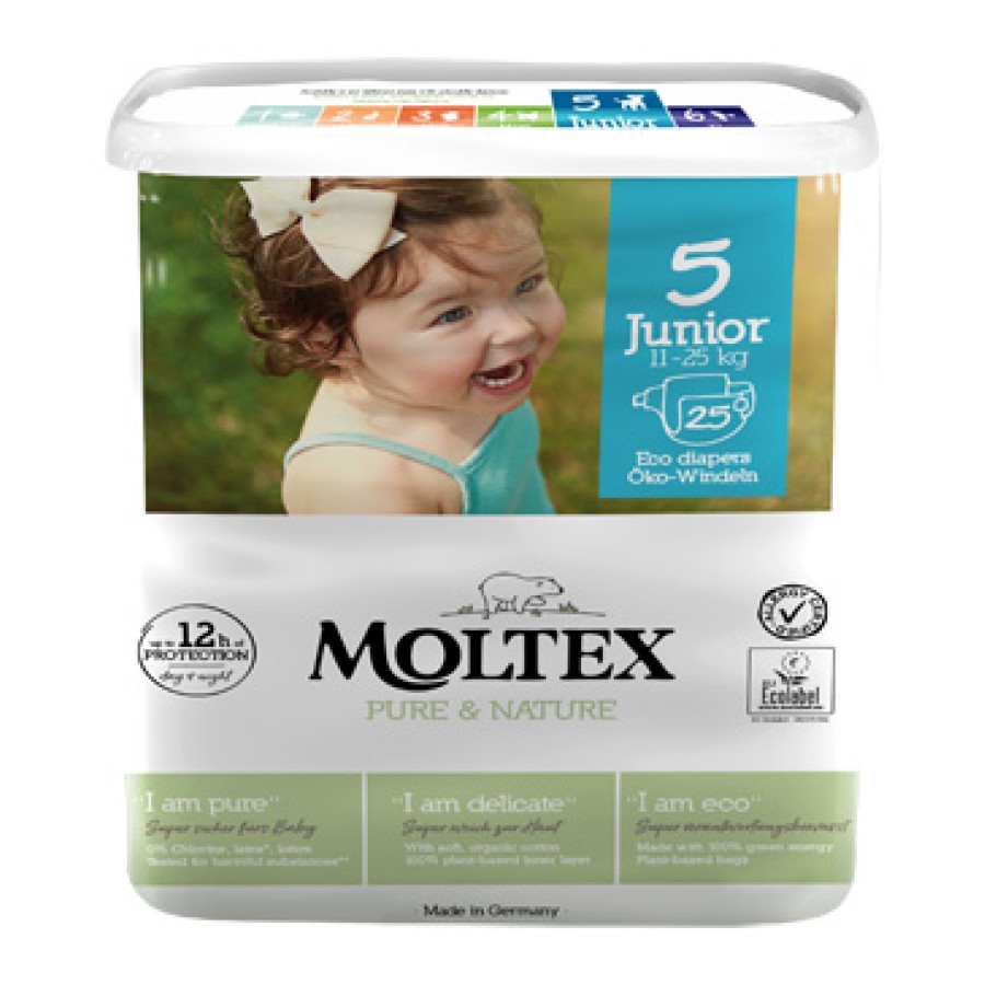 PANNOLINI MOLTEX PURE & NATURE JUNIOR 11-25 KG TAGLIA 5 25 PEZZI