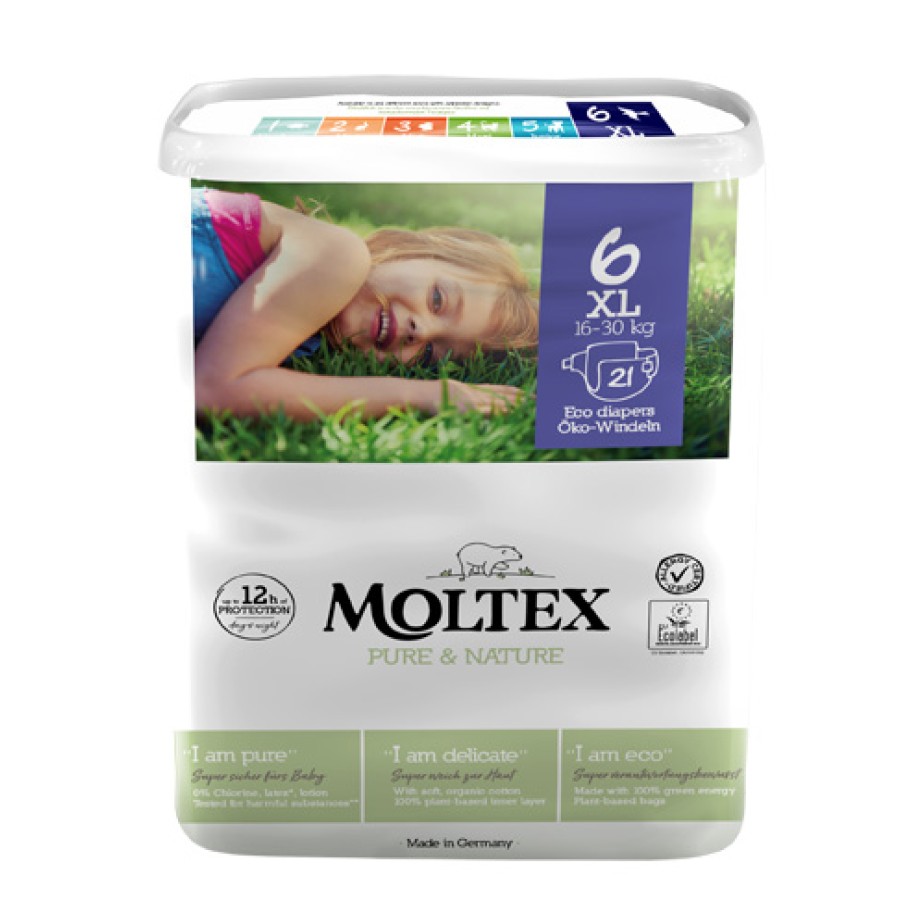 PANNOLINI MOLTEX PURE & NATURE XL 16-30 KG TAGLIA 6 21 PEZZI