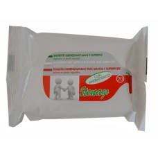 SALVIETTINE IGIENIZZANTI MANI/SUPERFICI CON ANTIBATTERICO 20 PEZZI