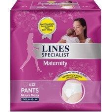 LINES SPECIALIST MATERNITY MUTANDINA ASSORBENTE PER PERDITE POST PARTO MISURA MEDIUM 12 PEZZI