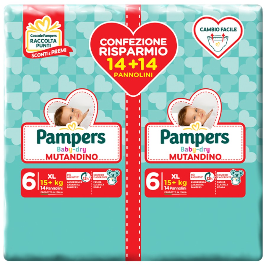 PAMPERS BABY DRY PANNOLINO A MUTANDINA DUO DWCT XL 28 PEZZI
