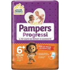 PAMPERS PROGRESSI EXTRALARGE PANNOLINO 6+ 16+KG 17 PEZZI