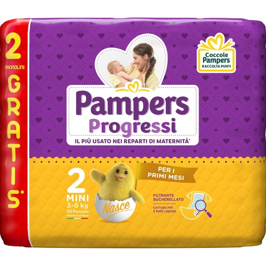 PAMPERS PROGRESSI MINI PANNOLINO 2 3-6KG 30 PEZZI