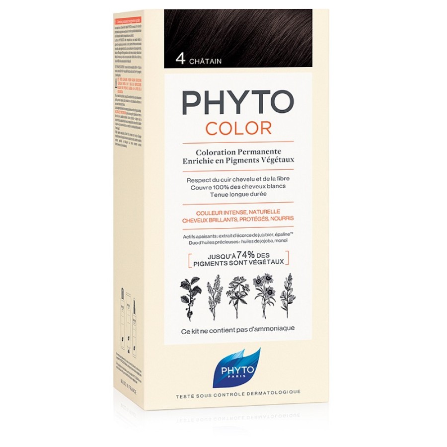 PHYTOCOLOR 4 CASTANO 1 LATTE + 1 CREMA + 1 MASCHERA + 1 PAIO DI GUANTI