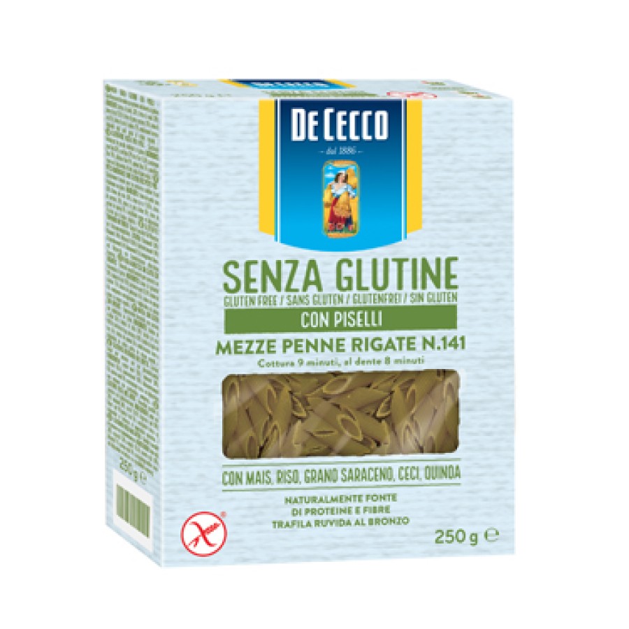 DE CECCO MEZZE PENNE RIGATE N141 CON PISELLI 250 G
