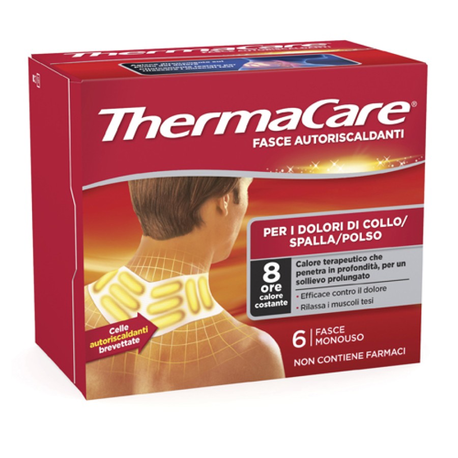FASCE AUTORISCALDANTI A CALORE TERAPEUTICO THERMACARE COLLO SPALLA POLSO 6 PEZZI