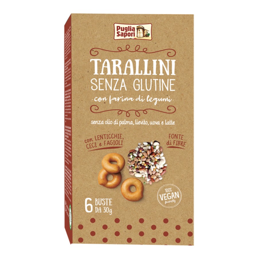 PUGLIA SAPORI TARALLINI CON FARINA DI LEGUMI 6 BUSTINE DA 30 G