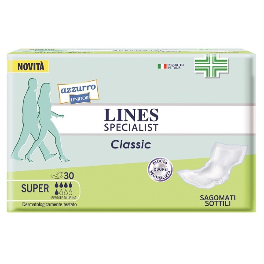 PANNOLONE LINES SPECIALIST CLASSIC SAGOMATO SOTTILE SUPER 30 PEZZI