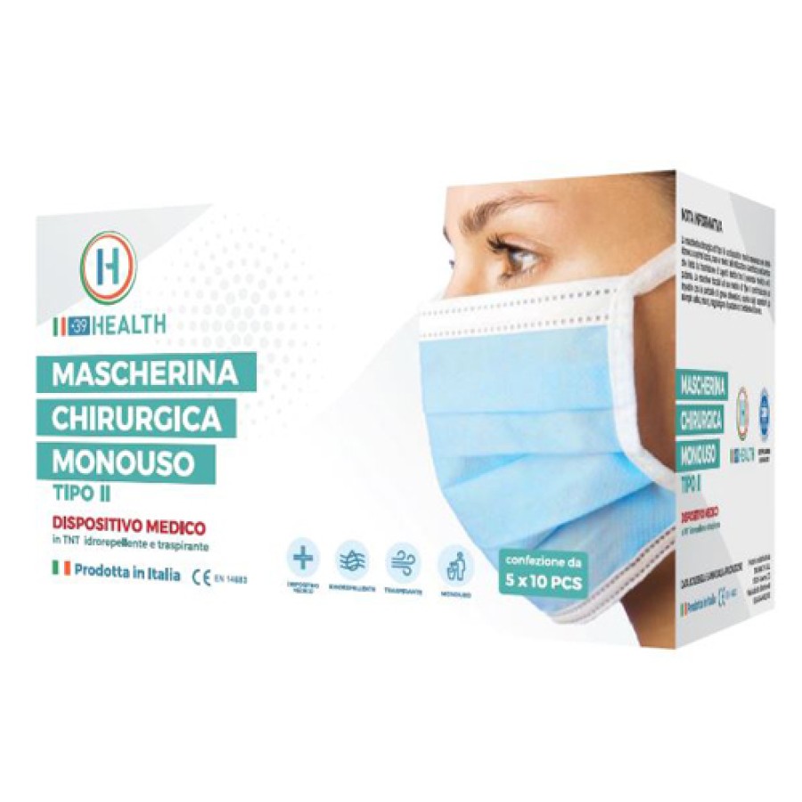 MASCHERINA CHIRURGICA MONOUSO TIPO II 10 PEZZI