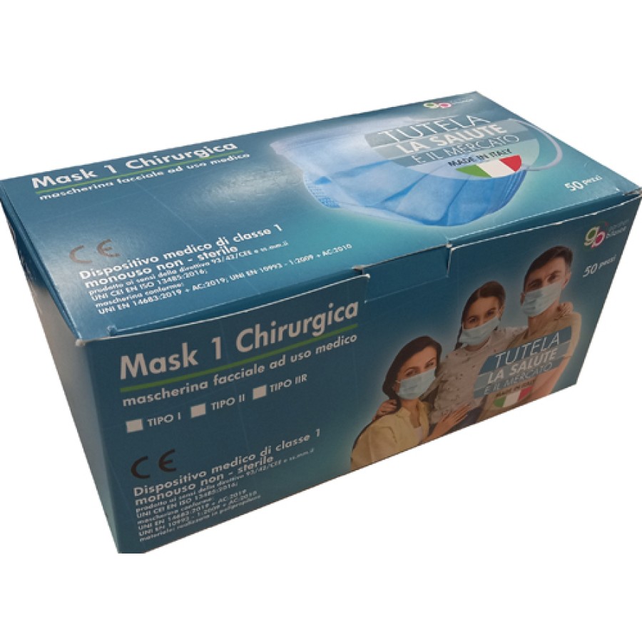 MASCHERINA CHIRURGICA MASK1 TIPO I AZZURRA 5 PEZZI