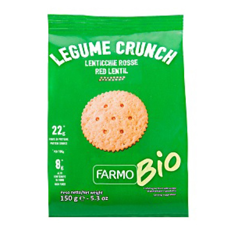 FARMO BIO LEGUME CRUNCH CRACKERS DI LENTICCHIE ROSSE E SESAMO 150 G