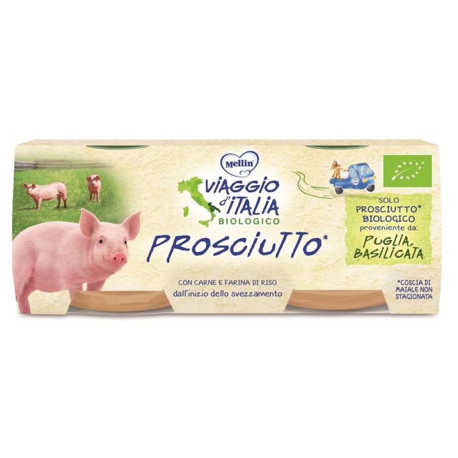MELLIN VIAGGIO ITALIA OMOGENEIZZATO BIO PROSCIUTTO 2X80 G