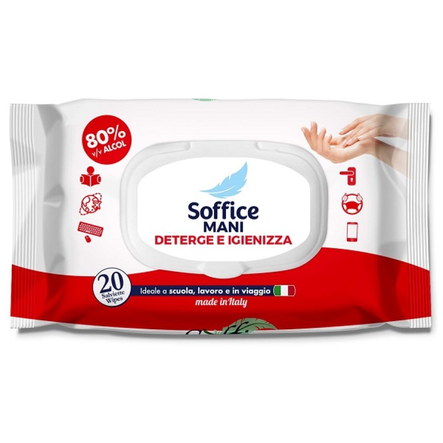 SOFFICE SALVIETTA IGIENIZZANTE MANI ALCOOL 80% 20 PEZZI