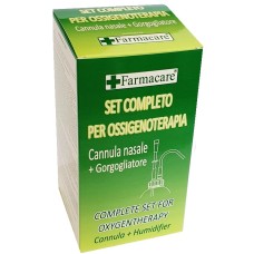 SET PER OSSIGENOTERAPIA CON SOSTEGNO A OCCHIALE MUNITO DI TUBO DI COLLEGAMENTO FLESSIBILE ANTIOTTURAMENTO ED UN GORGOGLIATORE PER UMIDUFUCAZIONE