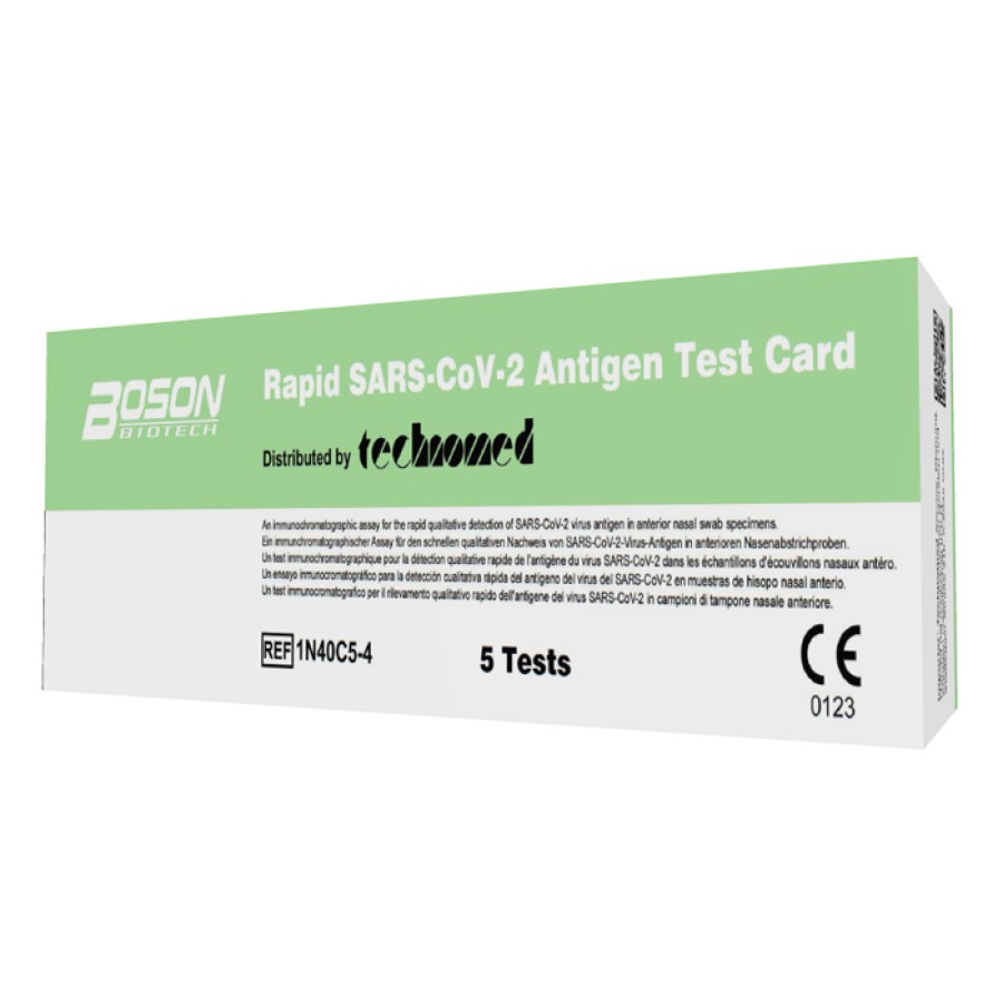 TEST ANTIGENICO RAPIDO COVID-19 AUTODIAGNOSTICO DETERMINAZIONE QUALITATIVA ANTIGENI SARS-COV-2 IN TAMPONI NASALI MEDIANTE IMMUNOCROMATOGRAFIA 5 PEZZI