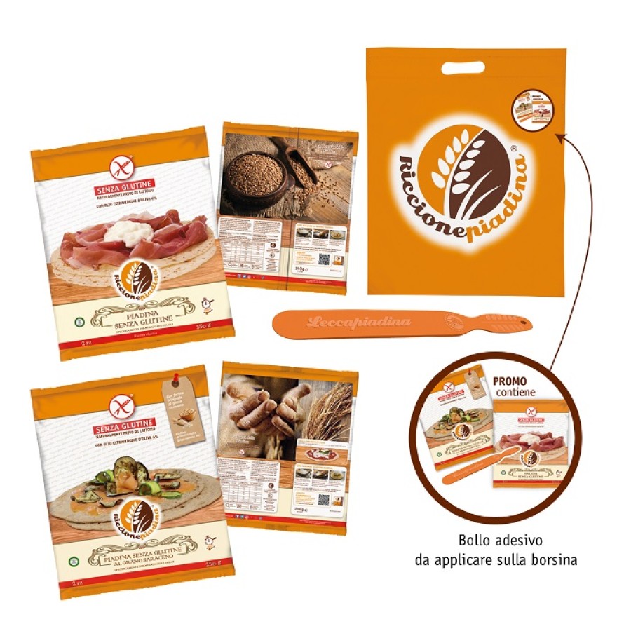 KIT SENZA GLUTINE FUORI FRIGO RICCIONE PIADINA 2X125 G + RICCIONE PIADINA GRANO SARACENO 2X125 G