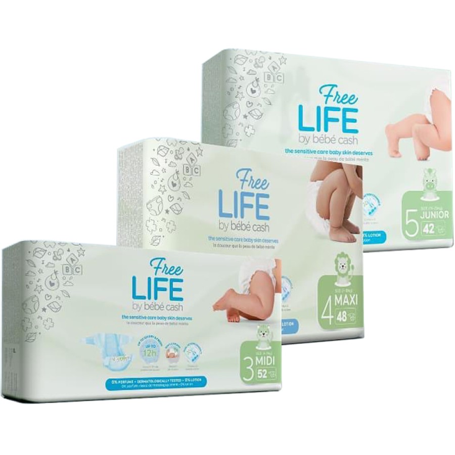 FREELIFE BY BEBECASH MAXI TAGLIA 4 7-18 KG GIROVITA 38-60 CM 48 PEZZI