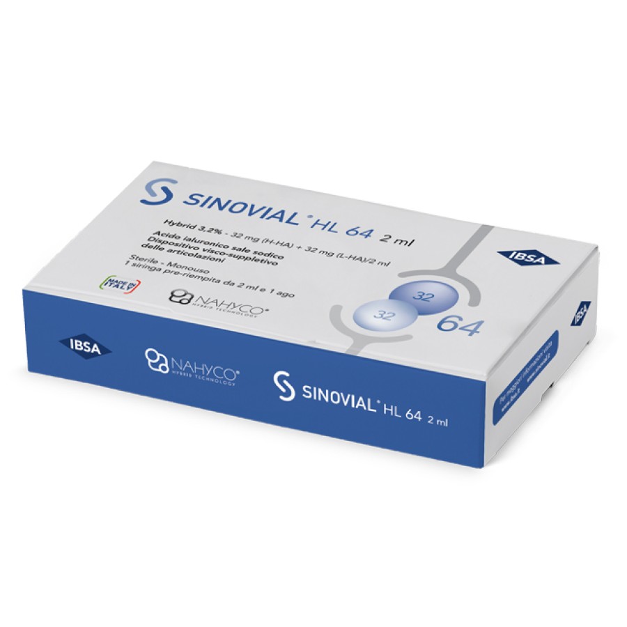 SIRINGA INTRA-ARTICOLARE SINOVIAL HL 64 32 MG + 32 MG 1 FS 2 ML AGO GAUGE 21