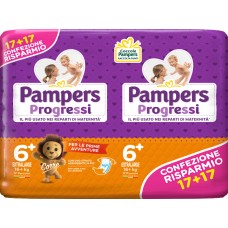 PAMPERS PROGRESSI EXTRALARGE 6+ 16+KG 34 PEZZI