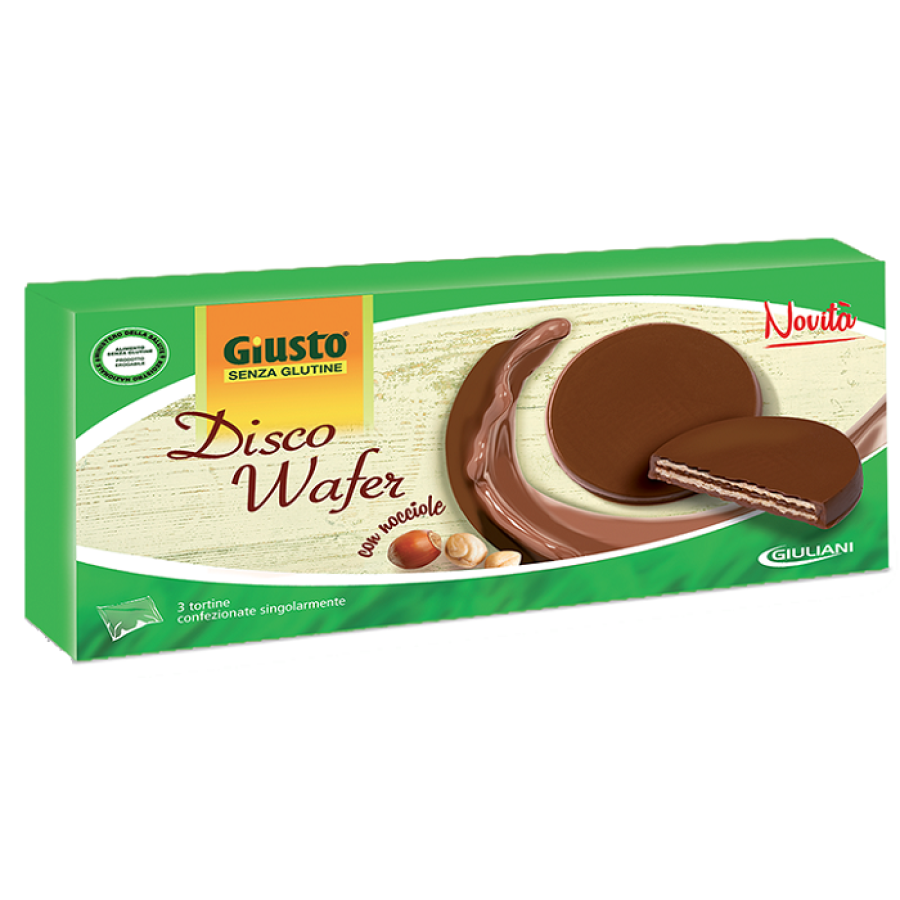 DISCO WAFER CREMA NOCCIOLE RICOPERTO DI CIOCCOLATO AL LATTE 90 G