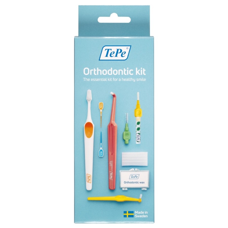 TEPE ORTHODONTIC KIT 1 SPAZZOLINO SUPREME COMPACT + 1 SPAZZOLINO COMPACT TUFT + 2 SCOVOLINI + 1 TEPE ANGLE + 2 TEPE EASYPICK XS/S + 2 TEPE EASYPICK M/L + 1 ORTHODONTIC WAX