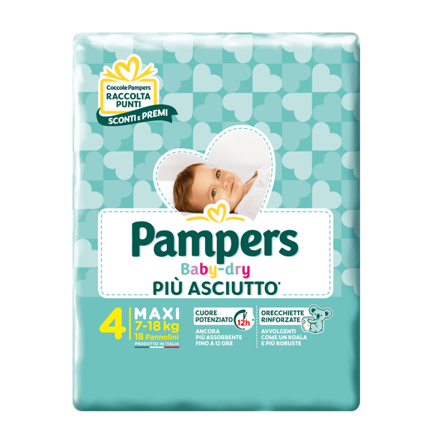 PAMPERS BABY DRY PANNOLINI DOWNCOUNT MAXI 18 PEZZI