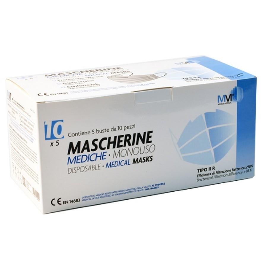 MASCHERINA CHIRURGICA MUNUS MEDICAL TIPO IIR 5 BUSTE DA 10 PEZZI