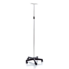 ASTA FLEBO IN ALLUMINIO ANODIZZATO BASE IN POLIPROPILENE SU RUOTE 2 GANCI ALTEZZA REGOLABILE 133-230 CM SKEMA