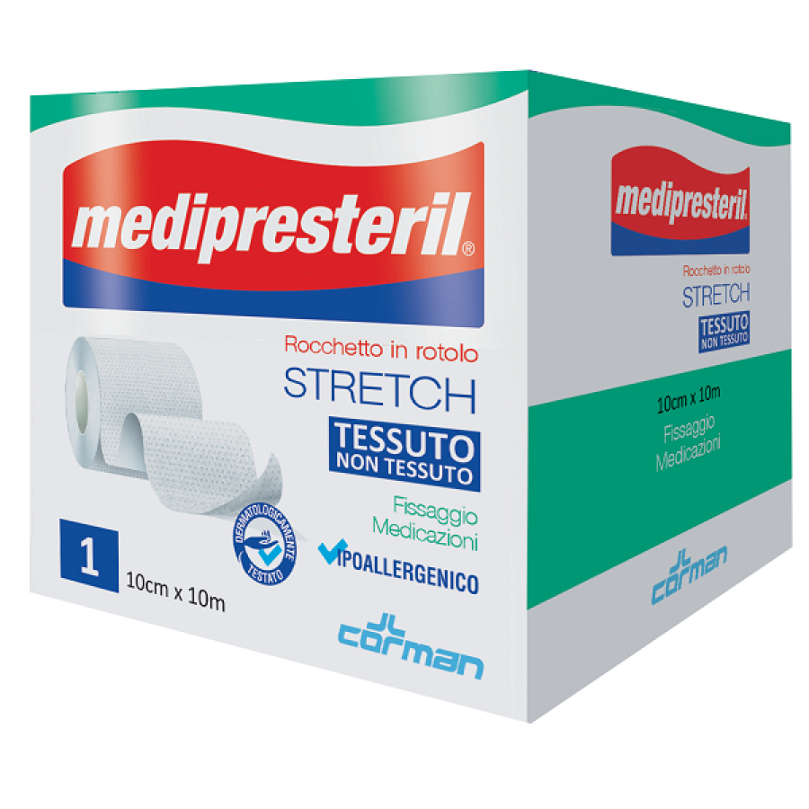 MEDIPRESTERIL ROCCHETTO ROTOLO STRETCH TESSUTO NON TESSUTO 10 CM X 1000 CM