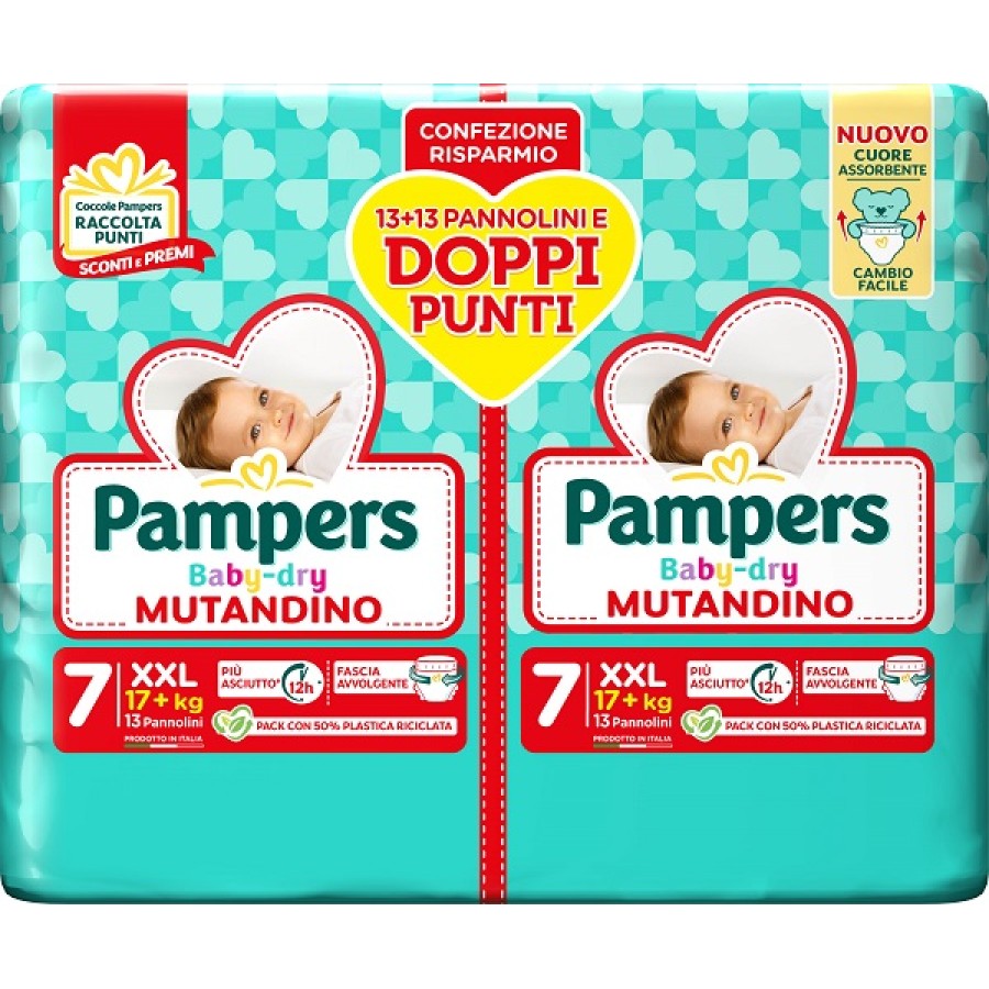 PAMPERS BABY DRY PANNOLINO MUTANDINA DUO DOWNCOUNT XXL 26 PEZZI