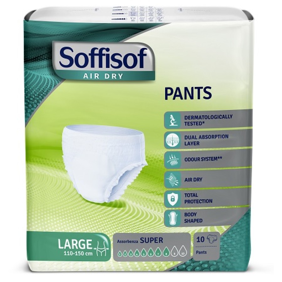 PANNOLONE SOFFISOF AIR DRY PANTS SUPER LARGE 10 PEZZI