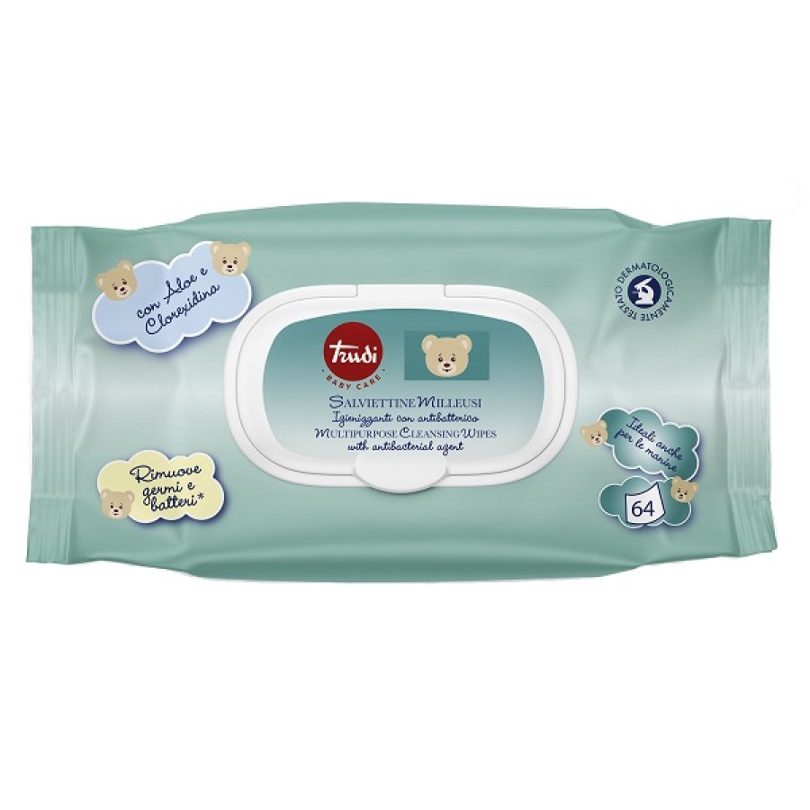 TRUDI BABY CARE SALVIETTINE IGIENIZZANTI ANTIBATTERICO 64 PEZZI