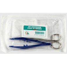 SET PER LA RIMOZIONE DEI PUNTI DI SUTURA COMPOSTO DA 1 FORBICE 1 PINZETTA 2 COMPRESSE DI GARZA DI COTONE