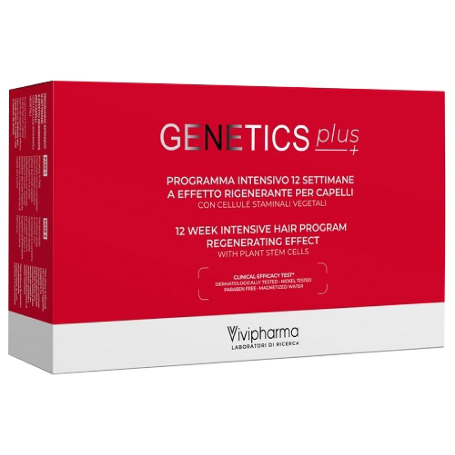 GENETICS PLUS PROGRAMMA INTENSIVO 12 SETTIMANE A EFFETTO RIGENERANTE PER CAPELLI CON CELLULE STAMINALI VEGETALI 14 FIALE 5 ML + 1 SPRAY 100 ML