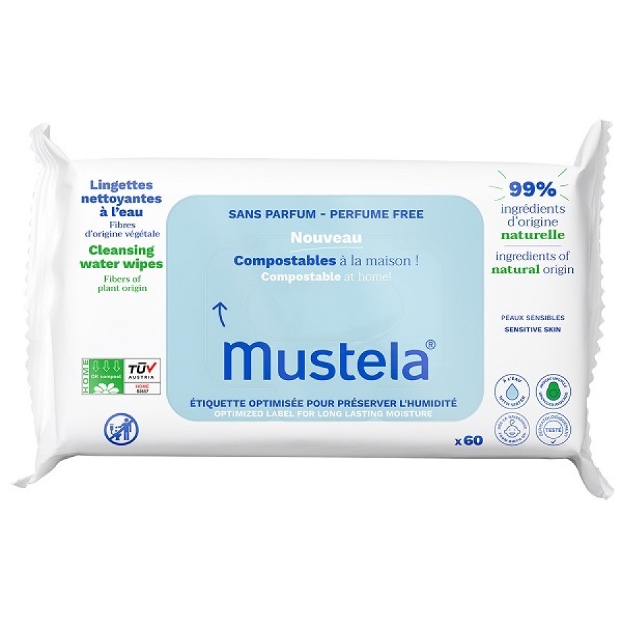 MUSTELA SALVIETTE ACQUA COMPOSTABILI 60 PEZZI