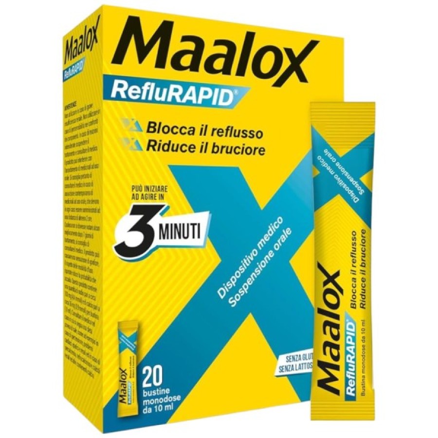 SOSPENSIONE ORALE MAALOX REFLURAPID 20 BUSTINE MONODOSE DA 10 ML